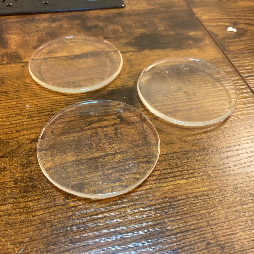 Vintage Pyrex Clear Glass Watch Glasses Set of 3 Made in USA 3 Inch Lab Glass